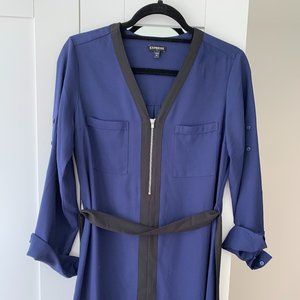 Express Blue and Black Zipper Dress